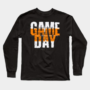 Orange Gameday // Grunge Vintage Football Game Day Long Sleeve T-Shirt